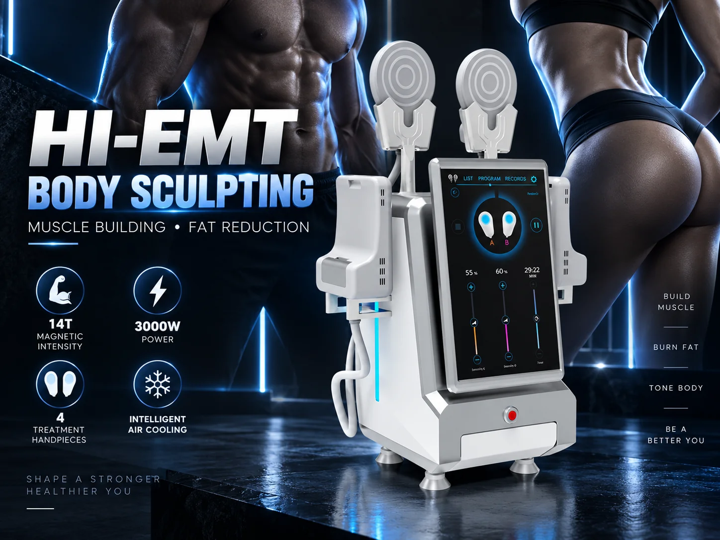 EMSCULPT Four-Head Magnetic Slimming Device (HI-EMT Muscle Building & Fat Burning Instrument)