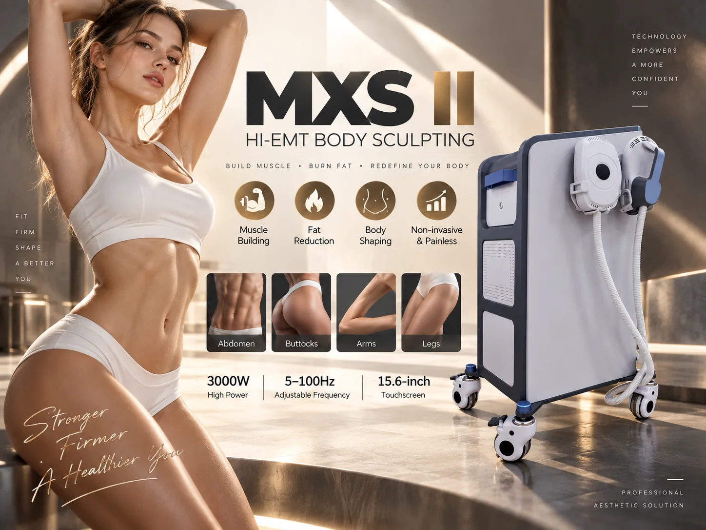 MXS II Four-Head Magnetic Slimming Device (MXS II HI-EMT Muscle Building & Fat Burning Instrument)