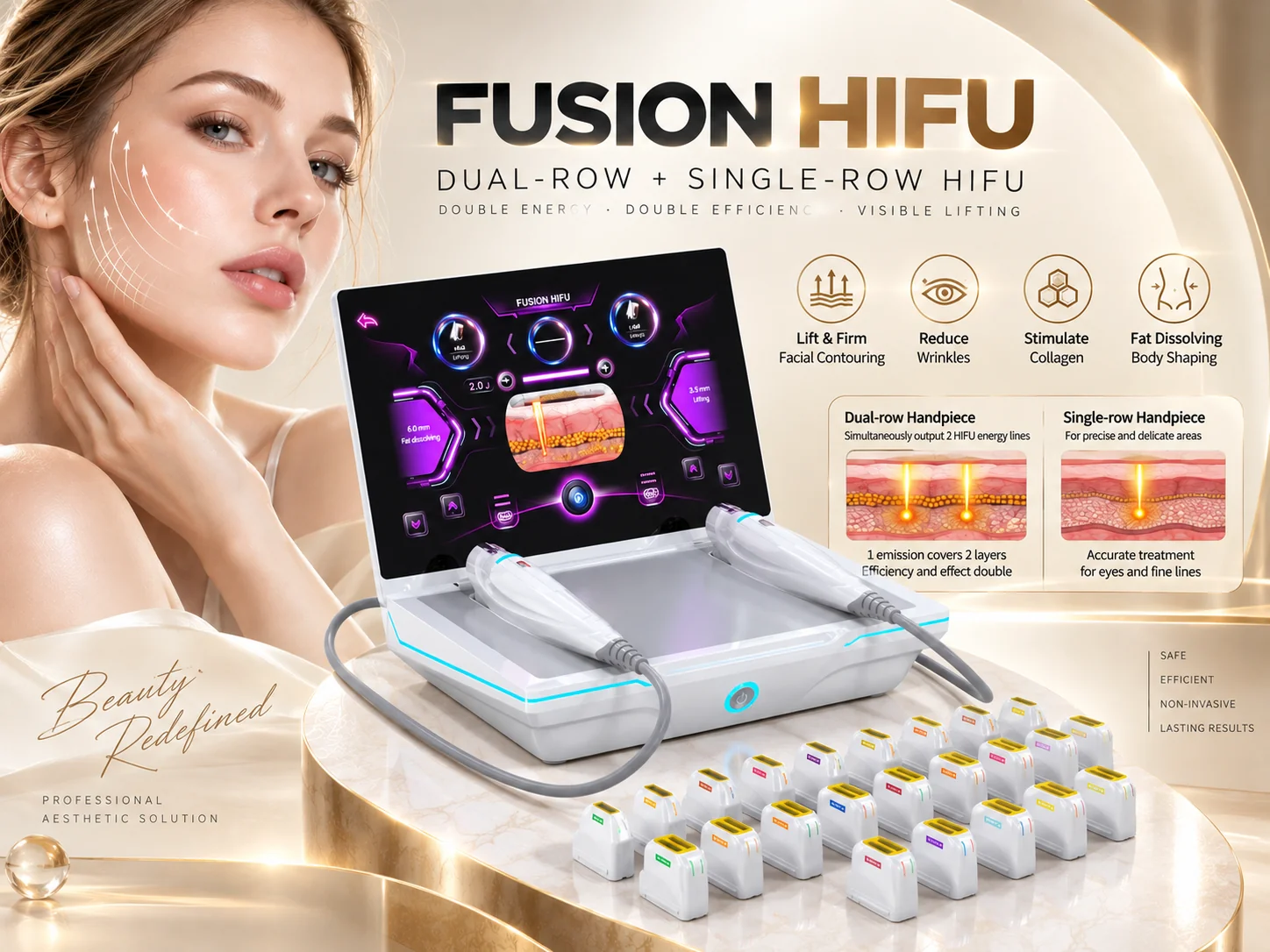 FUSION HIFU Dual-Core Ultrasound Knife (Dual-Row + Single-Row)